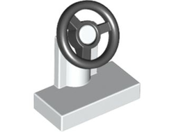 Vehicle, Steering Stand 1 x 2 with Black Steering Wheel, White (3829c01 / 9551)
