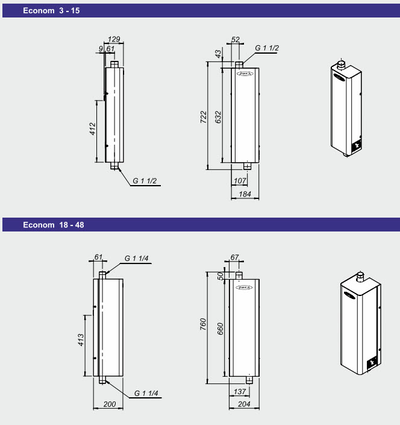 Электрический водогрейный настенный котел ZOTA-24 "Econom" (24 кВт)