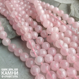 Розовый кварц мстр.Мадагаскар, шары без тонировки 10,1-10,5 мм, цена за нить 19 см