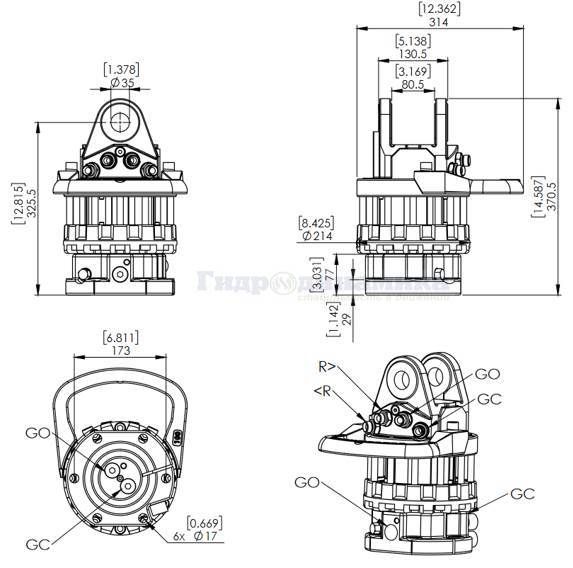 Схема ротатора CR1000-W35F173 с комплетком уплотнения