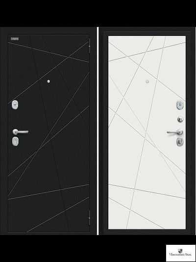 Дверь входная Граффити 5 Букле черное/Super White (белый)