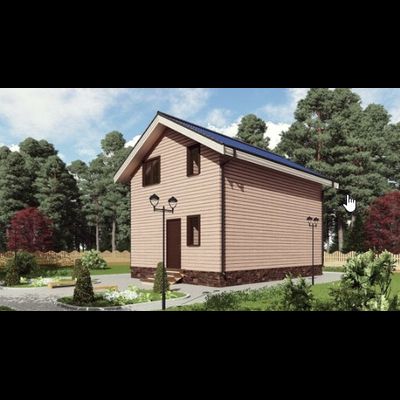 Двухэтажный каркасный дом с тремя спальнями 93м² (SK35)