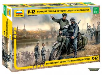 3632. Немецкий тяжелый мотоцикл Р-12 с водителем и офицером (1/35 6.5см)
