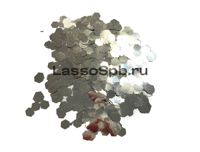 Блестки глиттер Серебро Экстра Крупный 4 мм вес 100 г