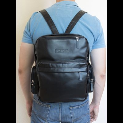 Кожаная сумка-рюкзак Reno black (арт. 3001-01)