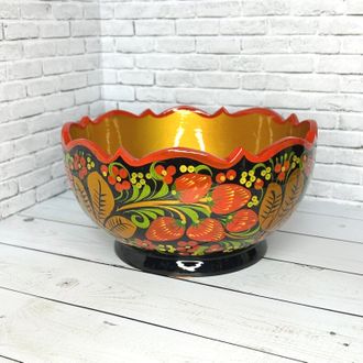 Чашка пиала деревянная резная 100*190 мм Хохлома