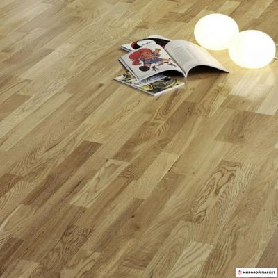 Паркетная доска PolarWood Classic Дуб Ливинг 188 мм 3-х полосная без фаски лак замок 2G толщина 14 мм 3.41 м2