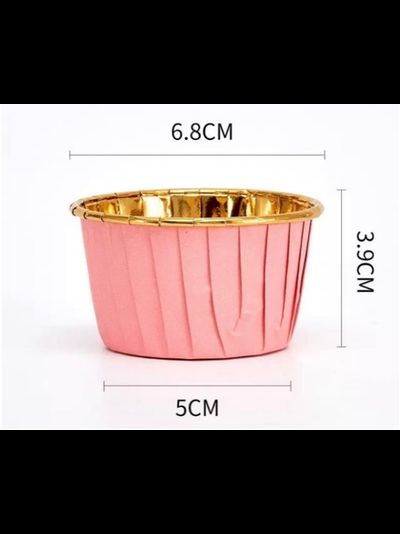 Форма бумажная/капсула для капкейков (50 шт., розовые/золото), 50*40мм