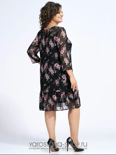 Шифоновое женское платье с принтом &quot;розы&quot;