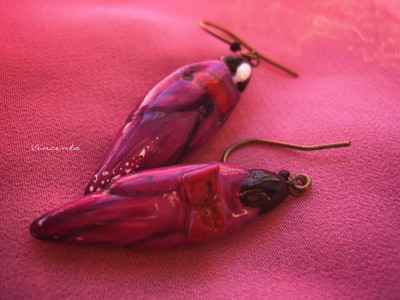 "Вальс магнолии", комплект украшений из фарфора (серьги и подвеска)