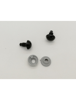 Глазки для кукол 9 мм,  черные на прокол с заглушкой