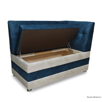 Кухонный ДИВАН "ФОРУМ-5МН" С БОКОВОЙ СПИНКОЙ, Синий/слоновая кость Правый