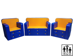 Детская игровая мебель «Комфорт» (без столика) синий / желтый