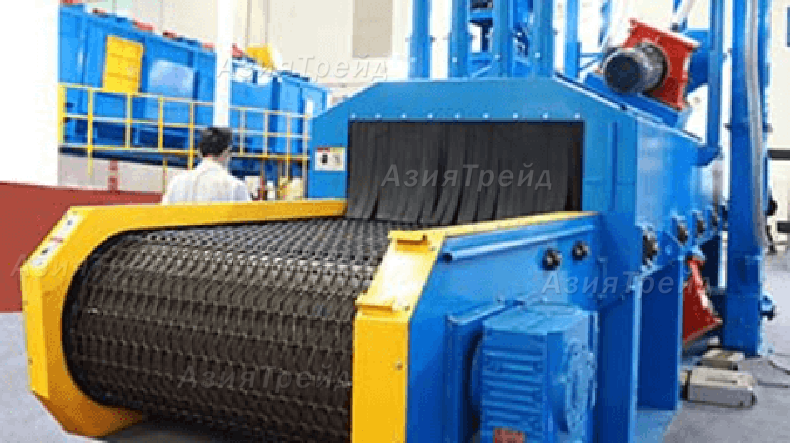 Дробеметная установка с сетчатым конвейером