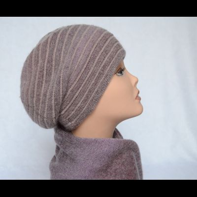 Сиреневый берет в полоску и шарф Vizio Италия 5302