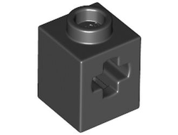 Technic, Brick 1 x 1 with Axle Hole, Black (73230 / 6344819)