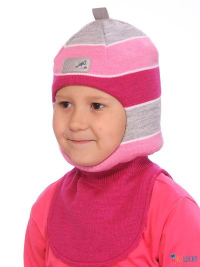 Шапка-шлем 21101-02, цвет розовый, серый р. 50-52