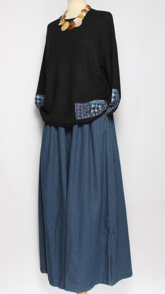 ЮБКА-БРЮКИ  джинсовая "Разрезы широкая " синяя р.46-54