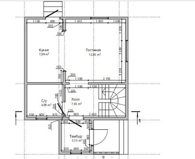 Двухэтажный каркасный дом с двумя спальнями 49м² (SK80)
