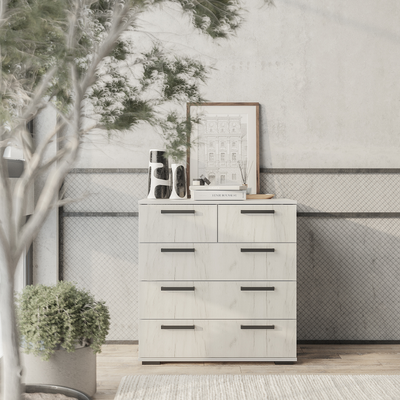 Комод Стандарт-5 NEW Дуб крафт белый, Ш800хГ460хВ829