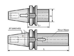 Втулка переходная с хвостовиком 7:24-ВТ30 (MAS403) на КМ2х 60мм с отверстием под клин для станков с ЧПУ