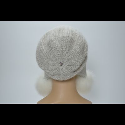 Шапка ушанка Vizio 1306 PP 66 с помпонами белая