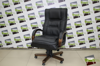 Кресло Бостон, кожа черная/кож.зам черный