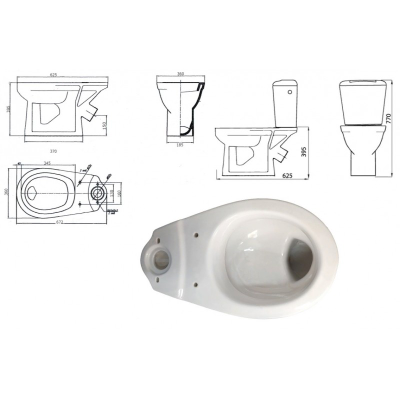 452269 Унитаз-компакт КОМФОРТ "эконом" тарельчатый, косой выпуск, арм.