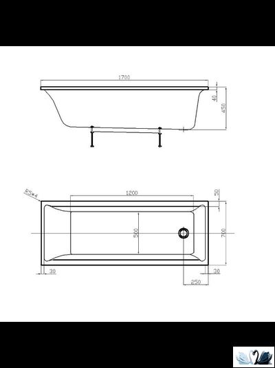 Ванна Aquatek Лайма 170x70 см LAI170-0000001, акриловая, прямоугольной формы