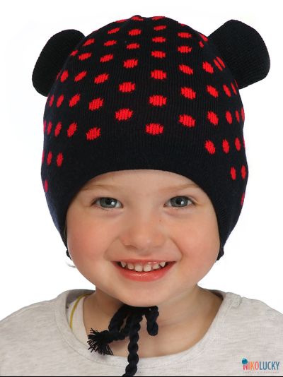 Шапка  20202-11, цвет темно-синий,ярко-розовый р. 48-50