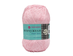 Пряжа Пехорка Жемчужная Характеристика пряжи Жемчужная  Состав: 50% хлопок, 50% вискоза.  Вес мотка: 100 г.  Длина нити в мотке: 425 м. Розоваый