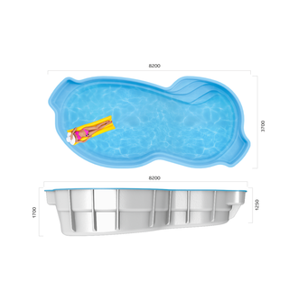 Композитный бассейн 8,2 х 3,7 х 1,25-1,7 &quot;Манхэттен&quot; Franmer