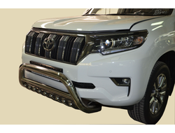 Защита переднего бампера скоба низкая+акула d76/60/42 для Toyota Land Cruiser Prado 150 (2017-...)