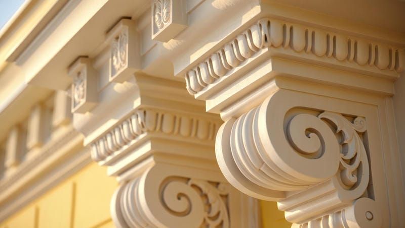 Полиуретановая лепнина на фасаде исторического здания в Москве