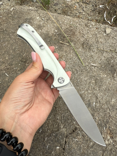 Складной нож Чиж-плюс  сталь Elmax, рукоять G10 цвет белый