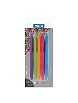 Ручка шарик MILAN P1 touch colours,1,0мм,4цвет,5шт/уп,европодвес,BWM10303