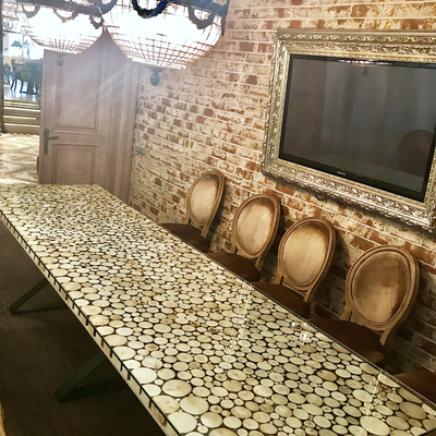 панно из спилов, спилы деревянные, декор из дерева, столешница из спилов, мебель для ресторана кафе