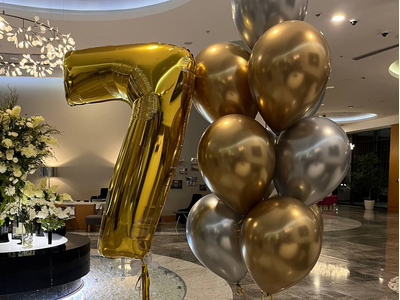 Шар-цифра 102 см с гелием Золото