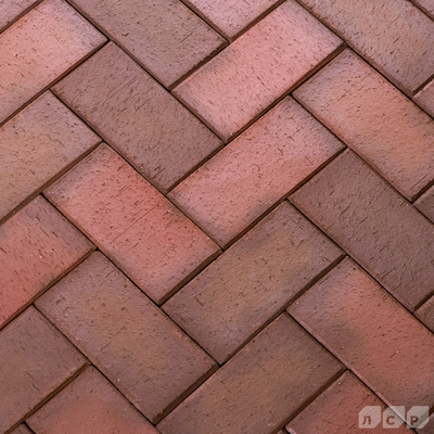 Клинкерная брусчатка тротуарная красная флэшинг ЛСР "Ноттингем", 200х100х50 мм