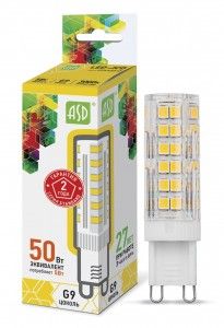 Лампа светодиодная ASD standard G9 5W(450lm) 3000К 2K 61x16 пластик 4594