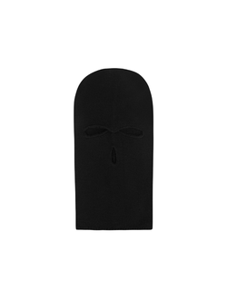 Маска подшлемник #1 (балаклава) с вырезами, вязанная цвет: черный (цена указана за 5 шт)