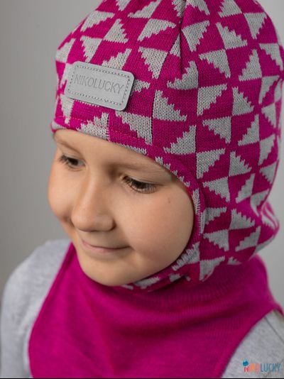 Шапка-шлем "Бантики" 20201-07, цвет малиновый, серый, р. 48-50