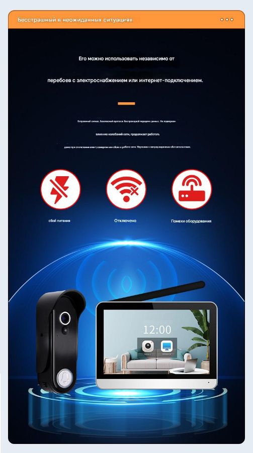 Автономный беспроводной комплект (сенсорный монитор 7" + панель вызова) с DVR + модуль управления эл