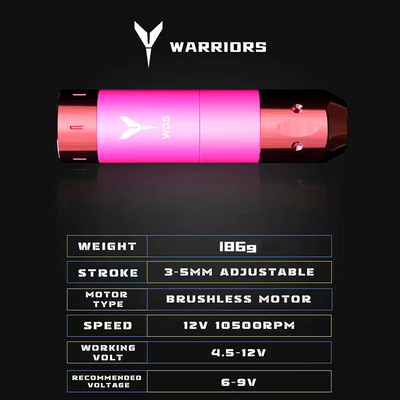 Беспроводная тату машинка WOS E70 Pro Adjustable Stroke 3.0-5.0mm Pink