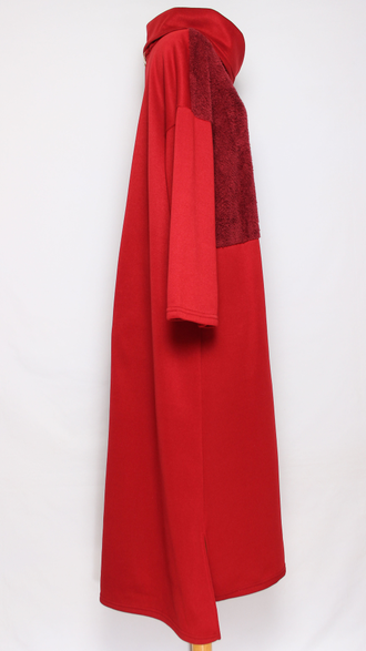 ПЛАТЬЕ БОХО ТЕПЛОЕ "МЕХ ХОМУТ" красное до р.54