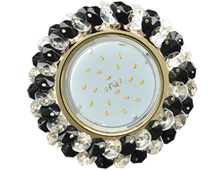 Светильник встраиваемый Ecola GX53-H4 Стекло Круг с хрусталиками прозрачный и черный золото 56x120 FG53RYECB