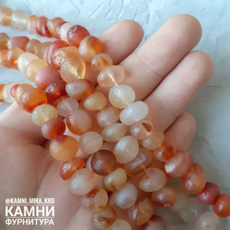 Сердолик, камешки без полировки, галтовка, цена за нить 17 см