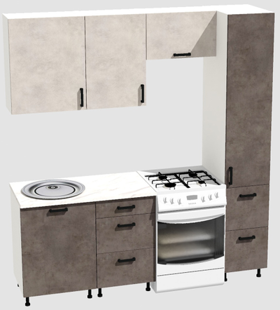 Кухня Эконом 1,5 метра с колонкой (1100х400) Цвет: Цемент светлый/Цемент темный