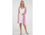 Сорочка и халат - комплект в роддом, розовый \горох
