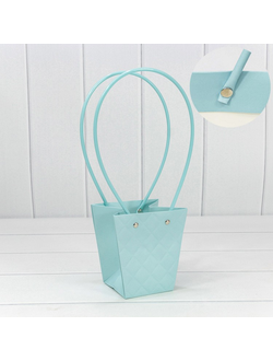 Пакет-сумочка "Тиснение Трапеция Ромбы" 12,5*12*8см Голубой КП07/56